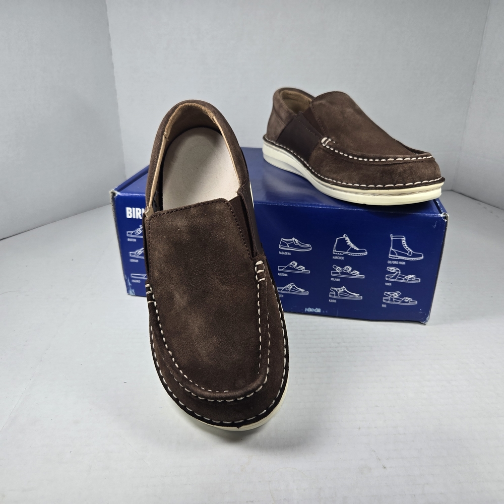 Birkenstock Unisex Duma Brown Leather Slip-On Loafers Size EU 38 Reg US W7 M5